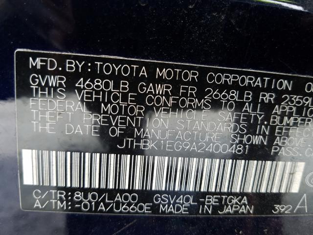 2010 LEXUS ES 350 JTHBK1EG9A2400481