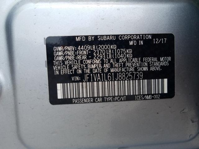 2018 SUBARU WRX LIMITE JF1VA1L61J8825739