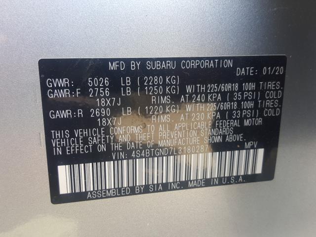 2020 SUBARU OUTBACK LI 4S4BTGND7L3180287