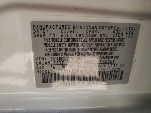 2020 NISSAN SENTRA SV 3N1AB8CV0LY216853