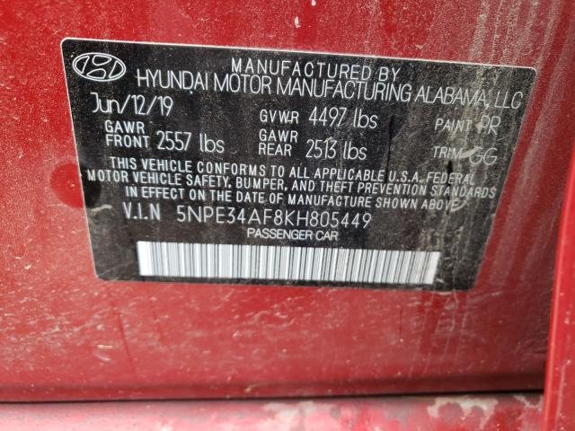 2019 HYUNDAI SONATA LIM 5NPE34AF8KH805449