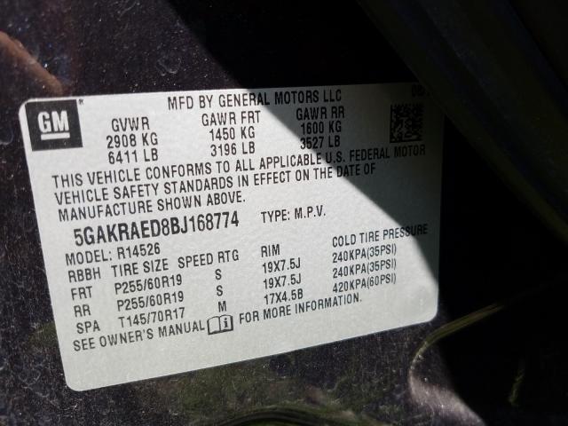2011 BUICK ENCLAVE CX 5GAKRAED8BJ168774