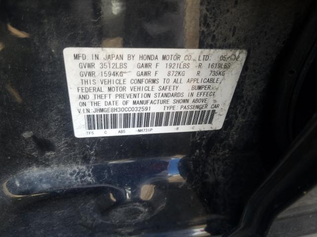 2012 HONDA FIT JHMGE8H30CC032591