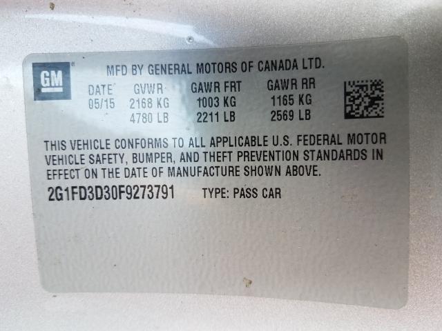 2015 CHEVROLET CAMARO LT 2G1FD3D30F9273791