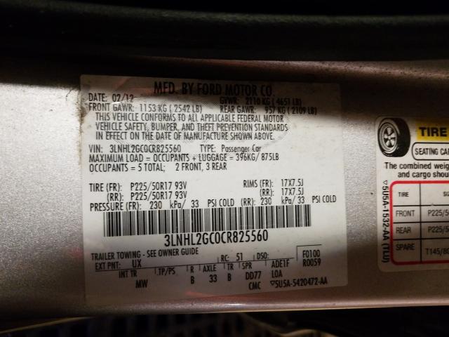 2012 LINCOLN MKZ 3LNHL2GC0CR825560