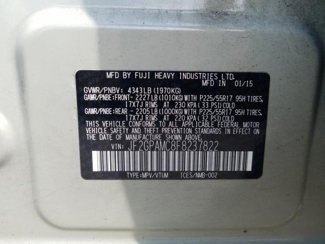 2015 SUBARU XV CROSSTR JF2GPAMC8F8237822