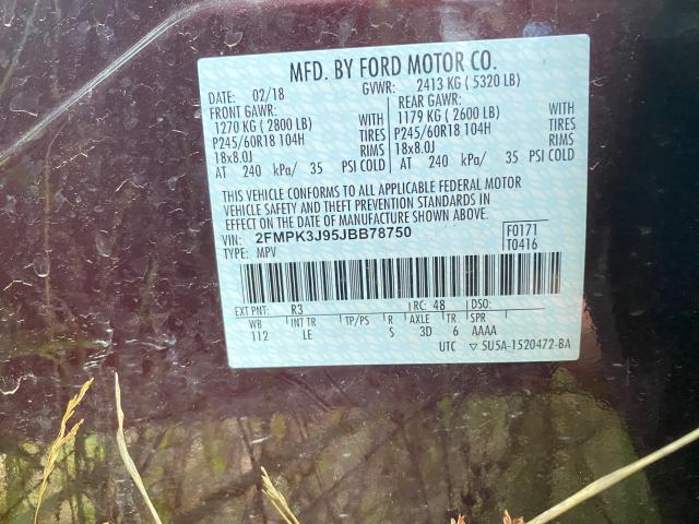 2018 FORD EDGE SEL 2FMPK3J95JBB78750