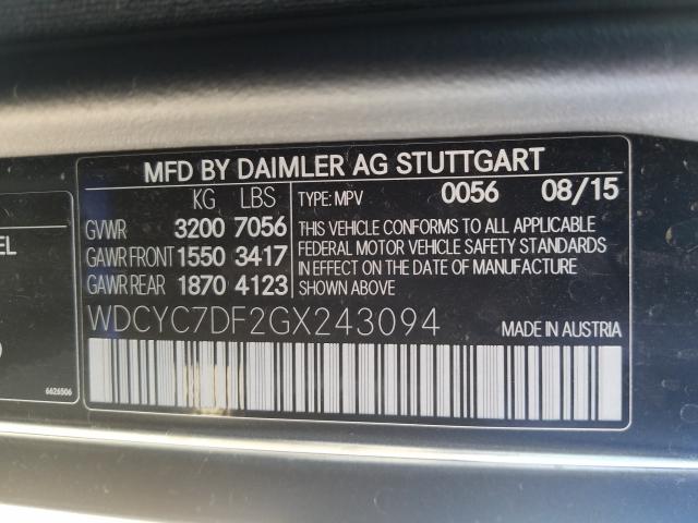 VIN WDCYC7DF2GX243094 2016 Mercedes-Benz G-Class, 6... no.10