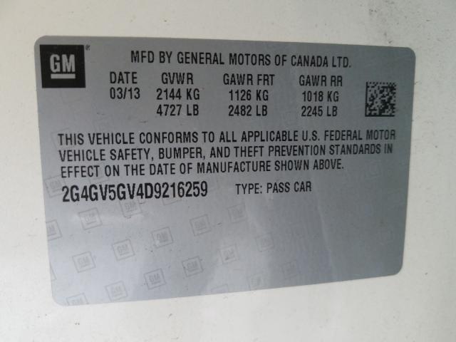 2013 BUICK REGAL GS 2G4GV5GV4D9216259