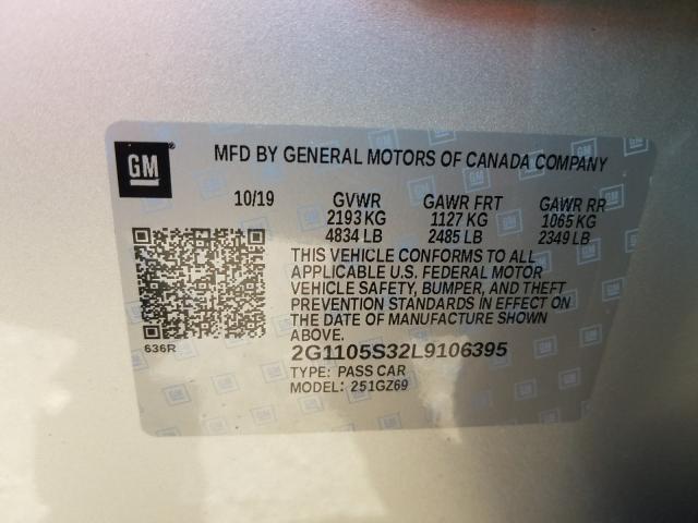 2020 CHEVROLET IMPALA PRE 2G1105S32L9106395