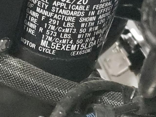 2020 KAWASAKI EX650 M ML5EXEM15LDA19218