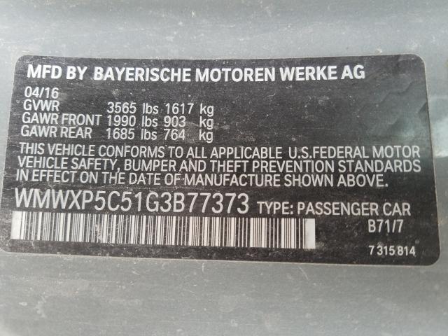 2016 MINI COOPER WMWXP5C51G3B77373