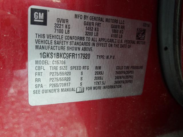 2015 GMC YUKON SLT 1GKS1BKC9FR117920