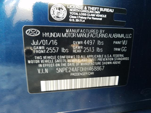 2017 HYUNDAI SONATA SE 5NPE24AF0HH468867