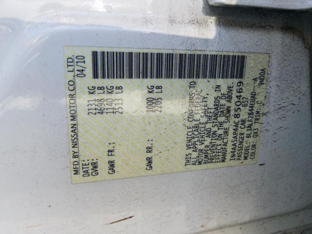 2010 NISSAN MAXIMA S 1N4AA5AP4AC850469