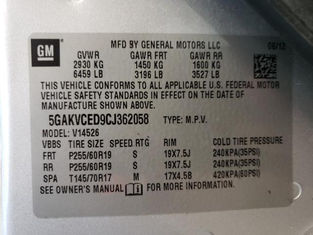 2012 BUICK ENCLAVE 5GAKVCED9CJ362058
