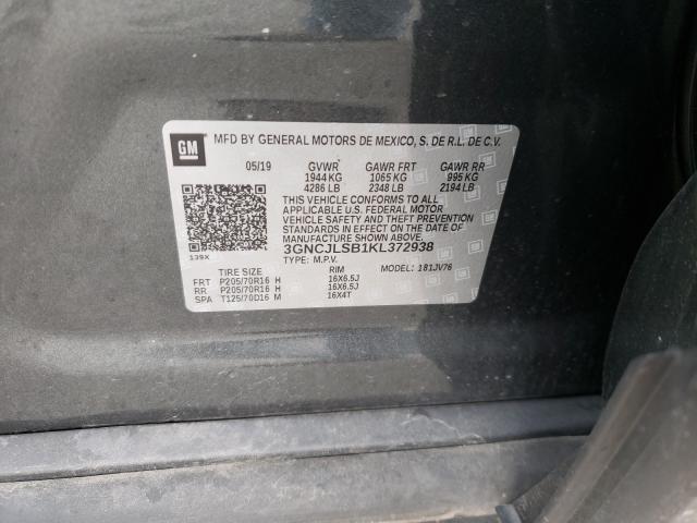 2019 CHEVROLET TRAX 1LT 3GNCJLSB1KL372938