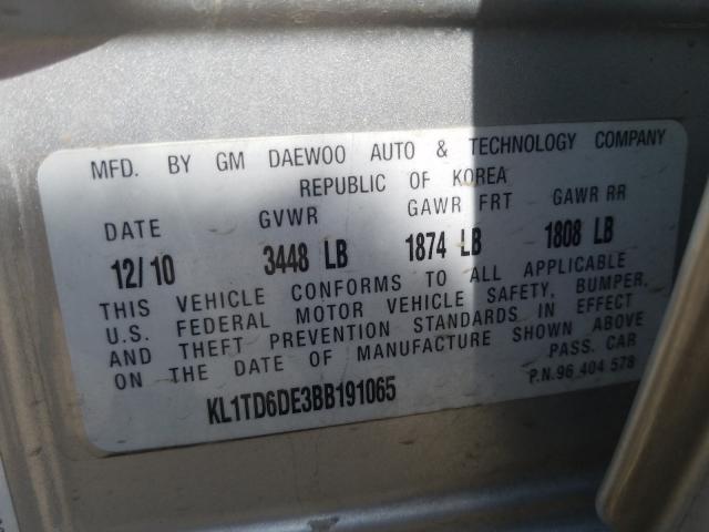 2011 CHEVROLET AVEO LS KL1TD6DE3BB191065
