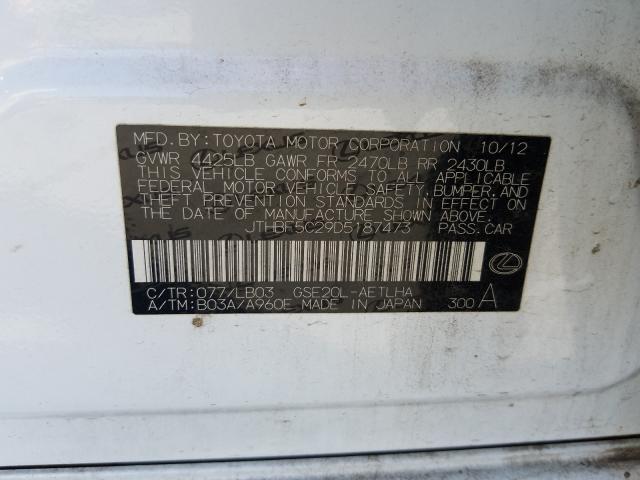 2013 LEXUS IS 250 JTHBF5C29D5187473