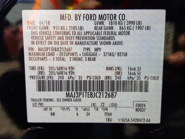 2018 FORD ECOSPORT S - MAJ3P1TE8JC212687