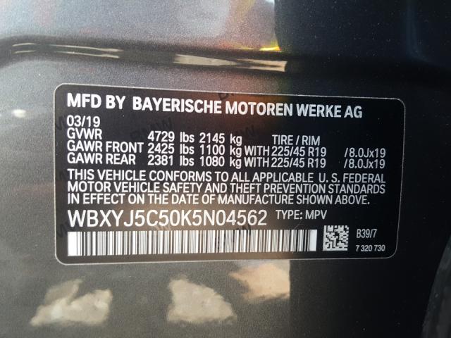 VIN WBXYJ5C50K5N04562 2019 BMW X2, Xdrive28I no.10