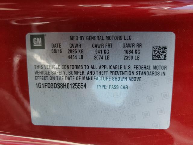 2017 CHEVROLET CAMARO LT 1G1FD3DS8H0125554