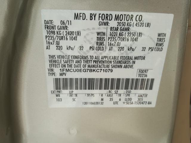 2011 FORD ESCAPE LIM 1FMCU0EG7BKC71079