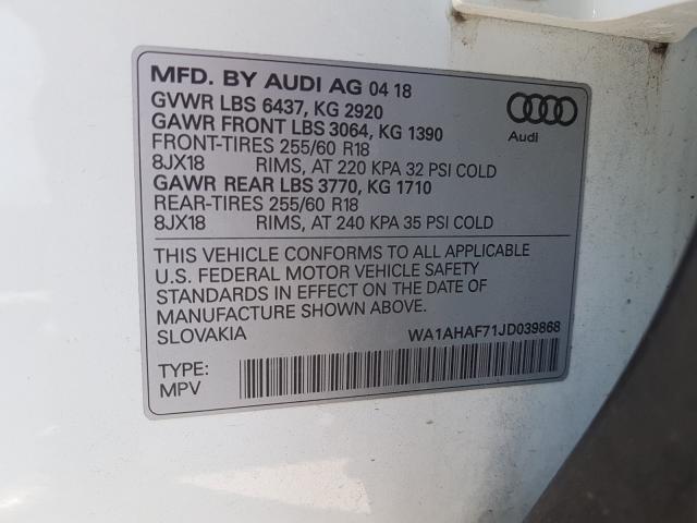 VIN WA1AHAF71JD039868 2018 Audi Q7, Premium no.10