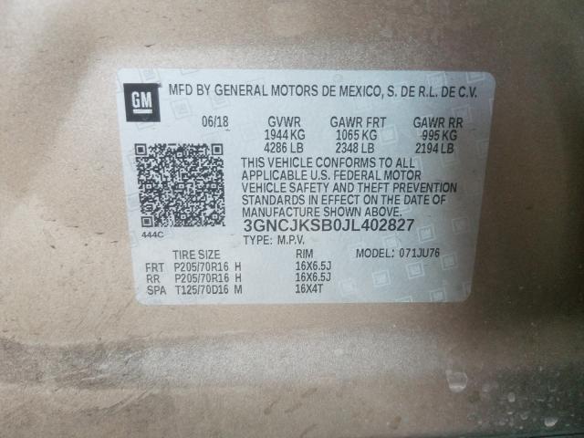 2018 CHEVROLET TRAX LS 3GNCJKSB0JL402827
