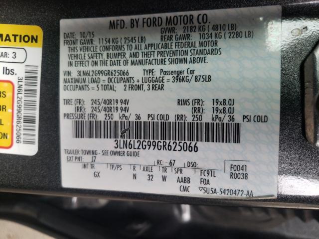 2016 LINCOLN MKZ 3LN6L2G99GR625066