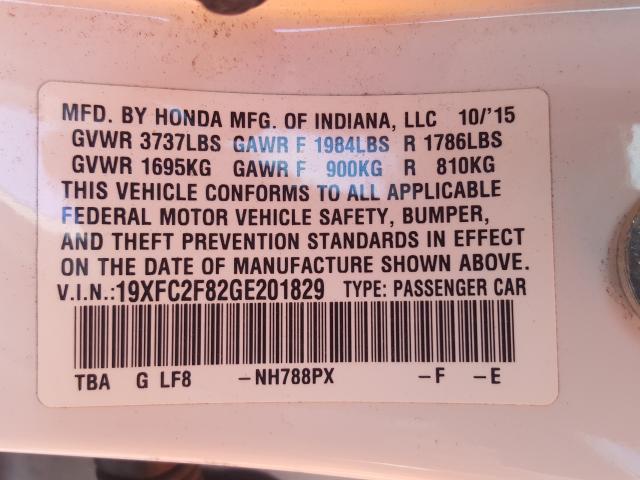 2016 HONDA CIVIC EX 19XFC2F82GE201829