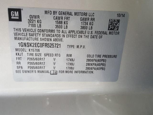 2015 CHEVROLET TAHOE POLI 1GNSK2EC0FR525721