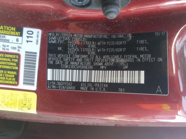 2017 TOYOTA SIENNA LE 5TDKZ3DC5HS898396