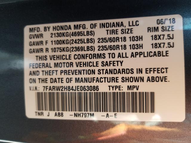 2018 HONDA CR-V EXL 7FARW2H84JE063086