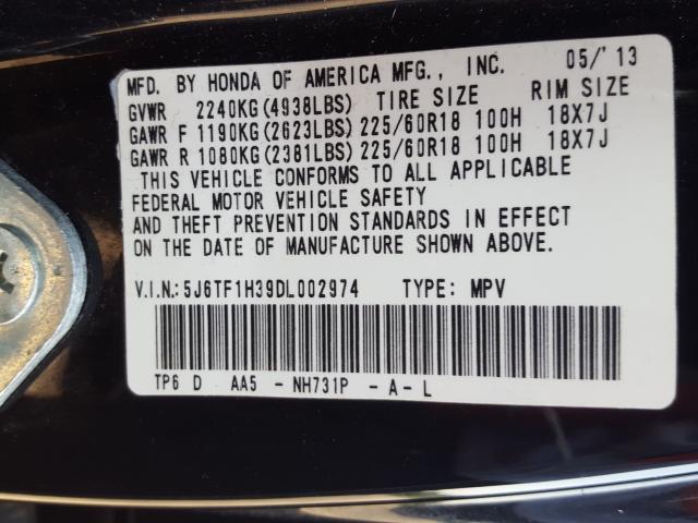 2013 HONDA CROSSTOUR 5J6TF1H39DL002974