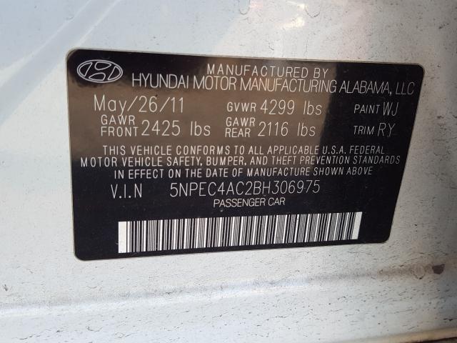 2011 HYUNDAI SONATA SE 5NPEC4AC2BH306975