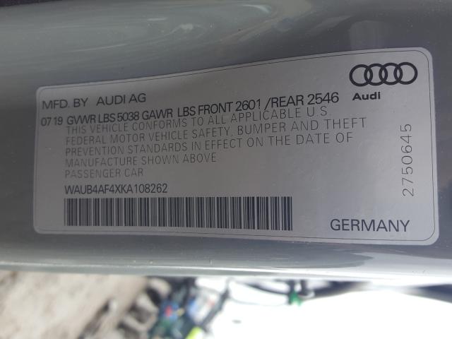 2019 AUDI S4 PREMIUM WAUB4AF4XKA108262
