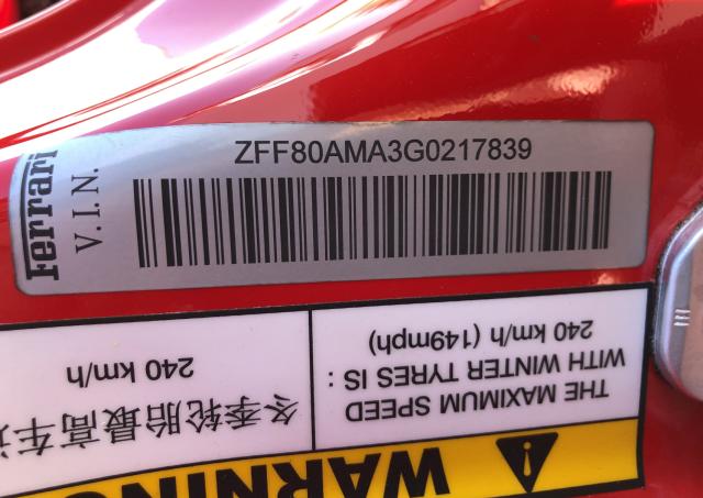 VIN ZFF80AMA3G0217839 2016 Ferrari 488 no.10