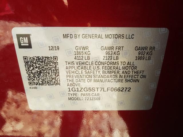 2020 CHEVROLET MALIBU RS 1G1ZG5ST7LF066272
