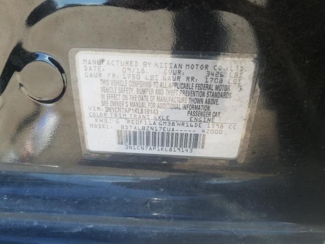 2019 NISSAN VERSA S 3N1CN7AP1KL819143
