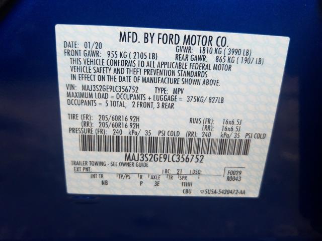2020 FORD ECOSPORT S MAJ3S2GE9LC356752