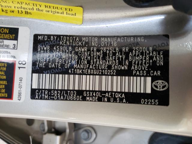 2016 TOYOTA AVALON XLE 4T1BK1EBXGU210252