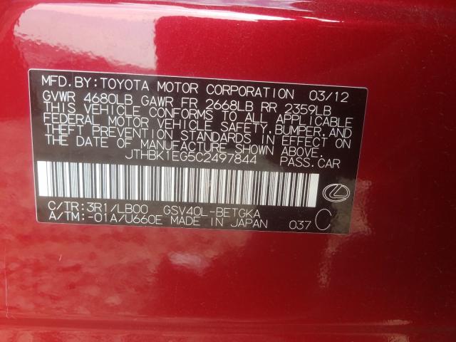 2012 LEXUS ES 350 JTHBK1EG5C2497844