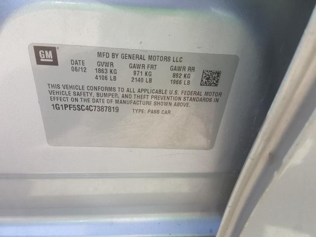 2012 CHEVROLET CRUZE LT 1G1PF5SC4C7387819