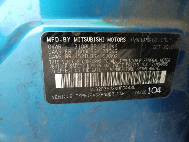 2019 MITSUBISHI MIRAGE ML32F3FJ2KHF04486