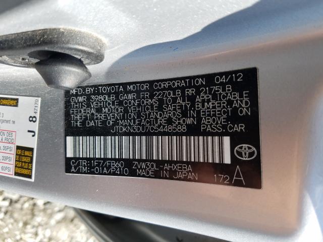 2012 TOYOTA PRIUS JTDKN3DU7C5448588