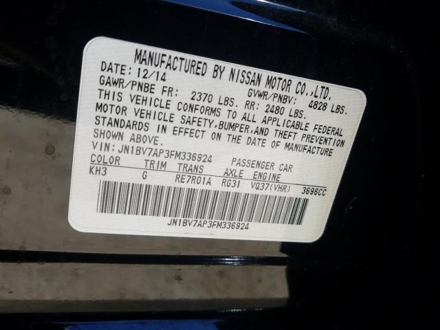 2015 INFINITI Q50 BASE - JN1BV7AP3FM336924