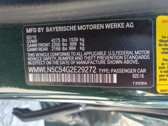 2016 MINI COOPER WMWLN5C54G2E29272