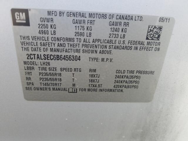 2011 GMC TERRAIN SL 2CTALSEC6B6456304