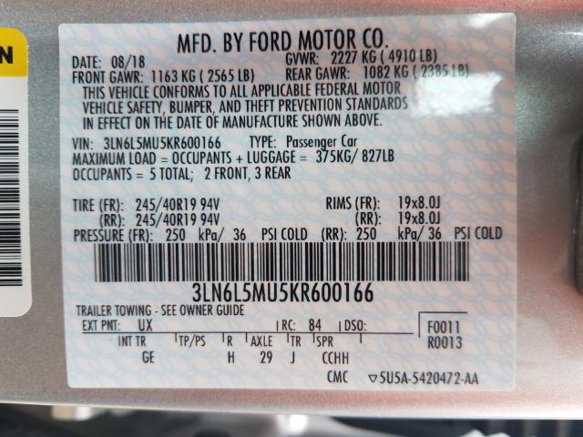 2019 LINCOLN MKZ RESERV - 3LN6L5MU5KR600166